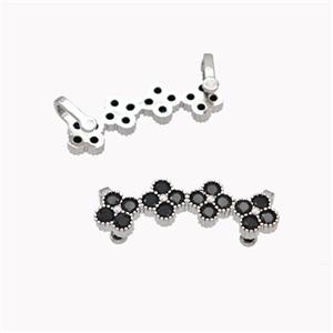 Copper Clover Brooch Micropave Black Zirconia Platinum Plated, approx 8-30mm [FD18128]