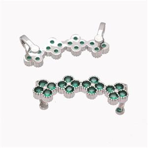 Copper Clover Brooch Micropave Green Zirconia Platinum Plated, approx 8-30mm [FD18129]