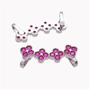 Copper Clover Brooch Micropave Fuchsia Zirconia Platinum Plated, approx 8-30mm [FD18131]