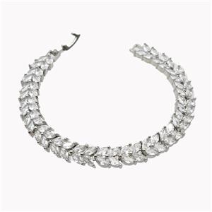 Copper Bracelet Pave Crystal Glass Platinum Plated, approx 8.5mm [FD18147]