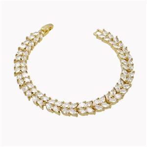Copper Bracelet Pave Crystal Glass Gold Plated, approx 8.5mm [FD18148]