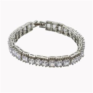 Copper Bracelet Pave Crystal Glass Platinum Plated, approx 5-9mm [FD18150]