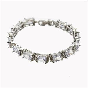 Copper Bracelet Pave Crystal Glass Platinum Plated, approx 7-11mm [FD18152]