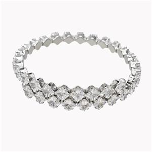 Copper Bangle Pave Crystal Glass Platinum Plated, approx 7mm [FD18154]
