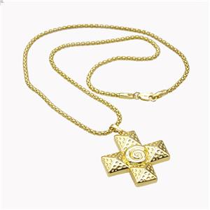 Copper Necklace With Cross Gold Plated, approx 32mm, 2.5mm, 45cm length [FD18171]