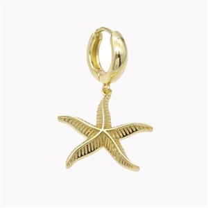 Copper Starfish Hoop Earrings Gold Plated, approx 25mm, 15mm dia [FD18180]