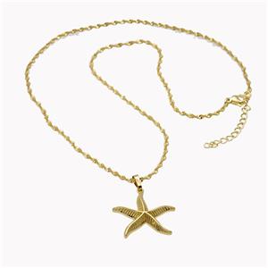Copper Starfish Necklace Gold Plated, approx 25mm, 2mm, 43-48cm length [FD18182]