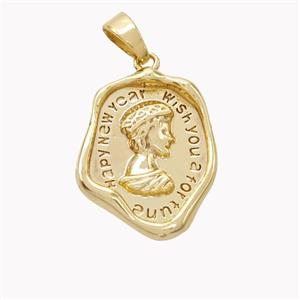 Copper Pendant Leader People Gold Plated, approx 14-18mm [FD18185]