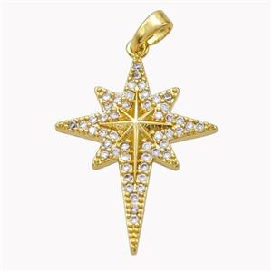 Copper Northstar Pendant Pave Zirconia Gold Plated, approx 20-26mm [FD18188]