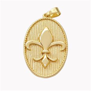 Copper Oval Pendant Fleur De Lis Gold Plated, approx 16-24mm [FD18190]