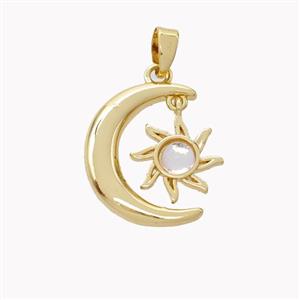 Copper Moon Pendant Sun Gold Plated, approx 10mm, 13-17mm [FD18191]