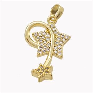 Copper Star Pendant Micropave Zirconia Gold Plated, approx 15-23mm [FD18195]