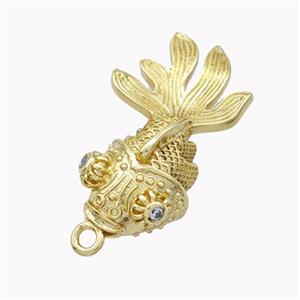 Copper Fish Pendant Pave Zirconia Gold Plated, approx 10-28mm [FD18197]