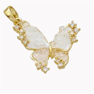 Copper Butterfly Pendant Pave Acrylic Zirconia Gold Plated, approx 15-20mm [FD18200]