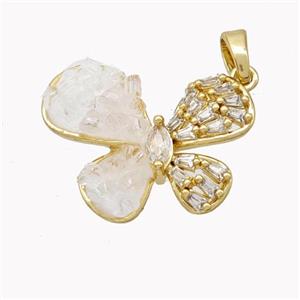Copper Butterfly Pendant Pave Acrylic Zirconia Gold Plated, approx 15-21mm [FD18201]
