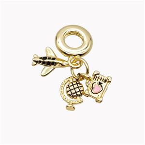 Copper Airplane Tellurion Heart Pendant Gold Plated, approx 8mm, 10mm [FD18209]