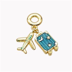 Copper Airplane Travel Box Pendant Gold Plated, approx 10-18mm, 14-16mm [FD18212]