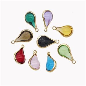 Crystal Glass Teardrop Pendant Mixed Color, approx 8-15mm [FD18214]