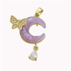 Copper Moon Pendant Pave Purple Acrylic Butterfly Gold Plated, approx 4-6mm, 8-10mm, 16mm [FD18251]