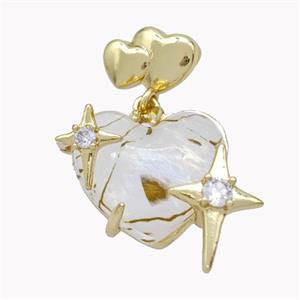Copper Heart Pendant Pave Acrylic Star Gold Plated, approx 12mm, 11-16mm, 20mm [FD18254]