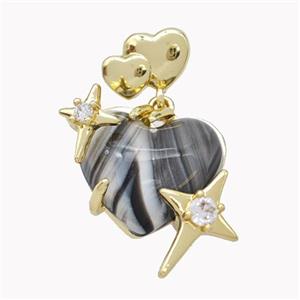 Copper Heart Pendant Pave Acrylic Star Gold Plated, approx 12mm, 11-16mm, 20mm [FD18255]