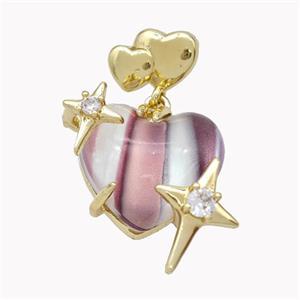 Copper Heart Pendant Pave Acrylic Star Gold Plated, approx 12mm, 11-16mm, 20mm [FD18258]