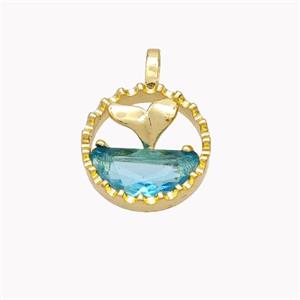 Copper Shark-tail Pendant Pave Crystal Glass Gold Plated, approx 14.5mm [FD18265]