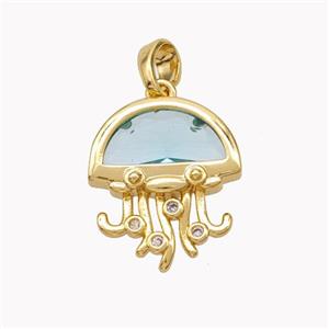 Copper Jellyfish Pendant Pave Crystal Glass Gold Plated, approx 15-17mm [FD18269]