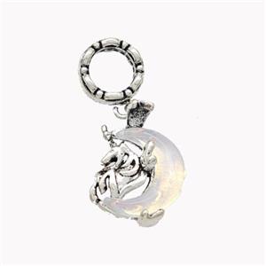 Alloy Moon Pendant Pave Acrylic Antique Silver, approx 11mm, 8mm [FD18270]