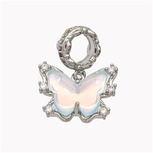 Copper Butterfly Pendant Pave Acrylic Platinum Plated, approx 10-14mm [FD18271]