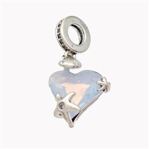Copper Heart Pendant Pave Acrylic Platinum Plated, approx 13mm, 9mm [FD18272]