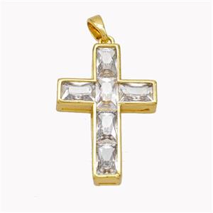 Copper Cross Pendant Pave Crystal Glass Gold Plated, approx 18-26mm [FD18276]