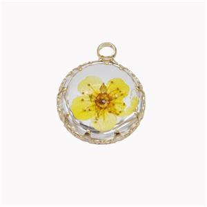 Acrylic Flower Pendant Gold Plated, approx 15mm [FD18281]