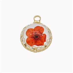 Acrylic Flower Pendant Gold Plated, approx 15mm [FD18283]