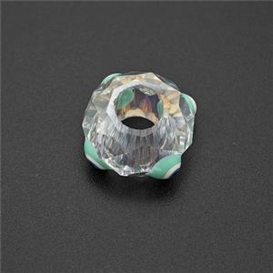 Crystal Glass Rondelle Beads With Evil Eye Large Hole Faceted, approx 14mm, 6mm hole [FD18287]
