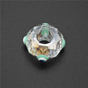Crystal Glass Rondelle Beads With Evil Eye Large Hole Faceted, approx 14mm, 6mm hole [FD18289]