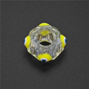 Crystal Glass Rondelle Beads With Evil Eye Large Hole Faceted, approx 14mm, 6mm hole [FD18290]