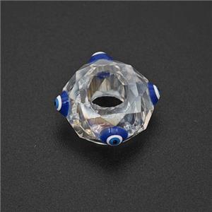 Crystal Glass Rondelle Beads With Evil Eye Large Hole Faceted, approx 14mm, 6mm hole [FD18292]