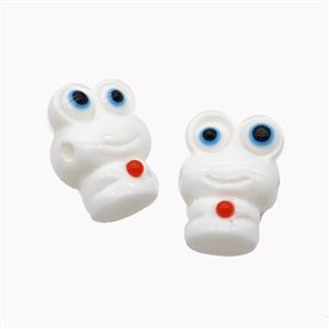 White Resin Frog Beads, approx 12-16mm [FD18296]