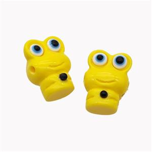 Yellow Resin Frog Beads, approx 12-16mm [FD18298]