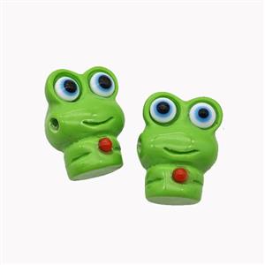Green Resin Frog Beads, approx 12-16mm [FD18301]