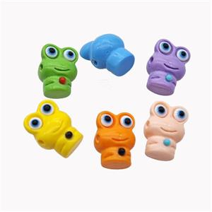 Resin Frog Beads Mixed Color, approx 12-16mm [FD18303]