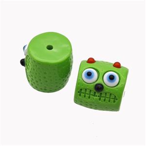Green Resin Monster Beads, approx 13mm [FD18311]