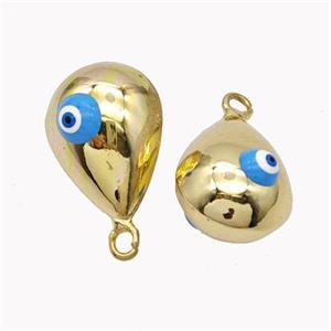 Copper Teardrop Pendant With Evil Eye Hollow Gold Plated, approx 15-22mm [FD18316]
