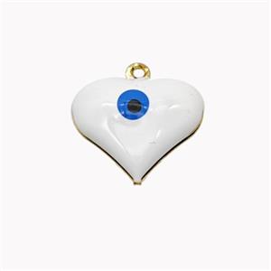 Copper Heart Pendant With Evil Eye White Enamel Gold Plated, approx 17mm [FD18317]