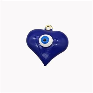 Copper Heart Pendant With Evil Eye Blue Enamel Gold Plated, approx 17mm [FD18321]