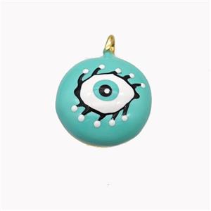 Copper Eye Pendant Green Enamel Gold Plated, approx 15mm [FD18325]