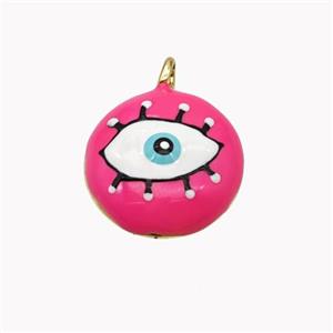 Copper Eye Pendant Red Enamel Gold Plated, approx 15mm [FD18326]