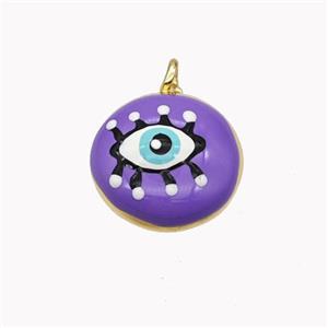 Copper Eye Pendant Lavender Enamel Gold Plated, approx 15mm [FD18327]