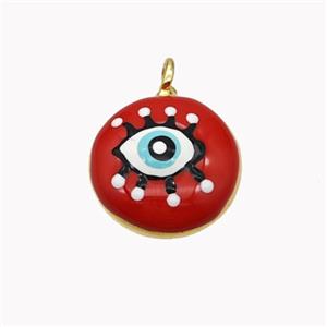 Copper Eye Pendant Red Enamel Gold Plated, approx 15mm [FD18328]